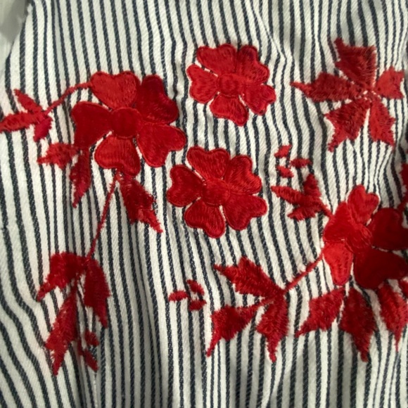 Ariat Summer Dress xl striped with red embroidery NWT - Picture 3 of 5